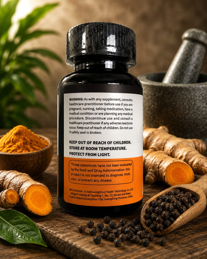 Turmeric Black Pepper 450mg | Cúrcuma para Recuperación y Articulaciones