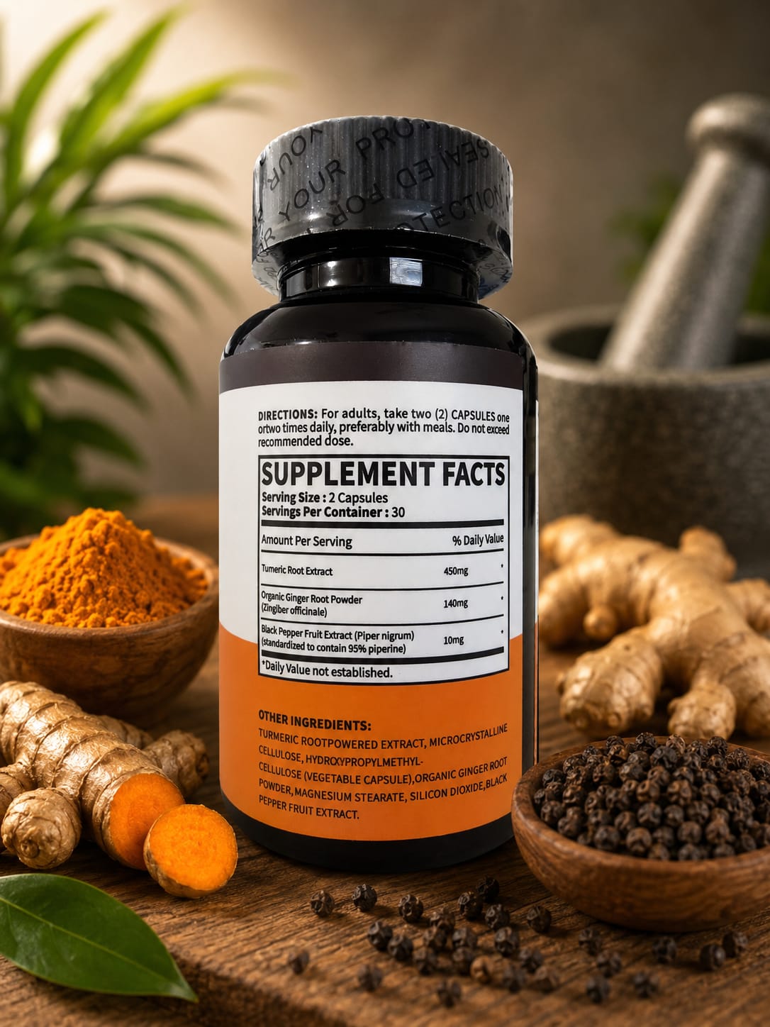 Turmeric Black Pepper 450mg | Cúrcuma para Recuperación y Articulaciones