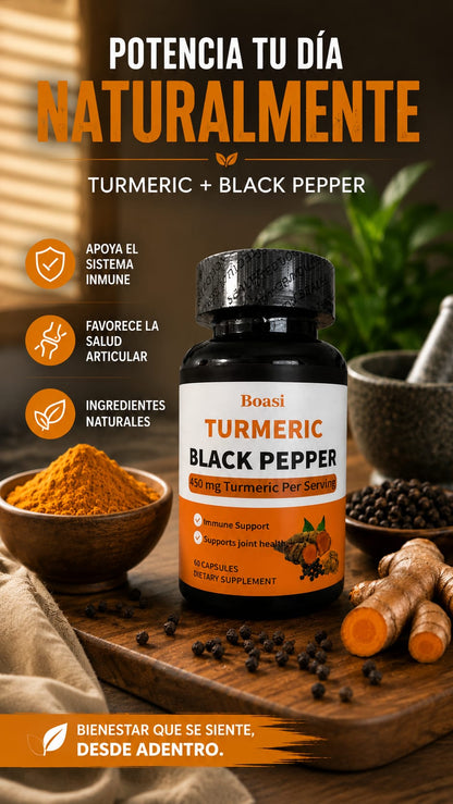 Turmeric Black Pepper 450mg | Cúrcuma para Recuperación y Articulaciones