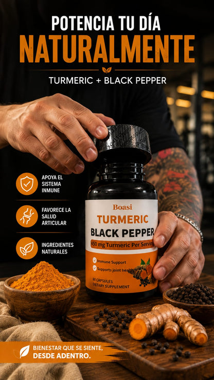 Turmeric Black Pepper 450mg | Cúrcuma para Recuperación y Articulaciones